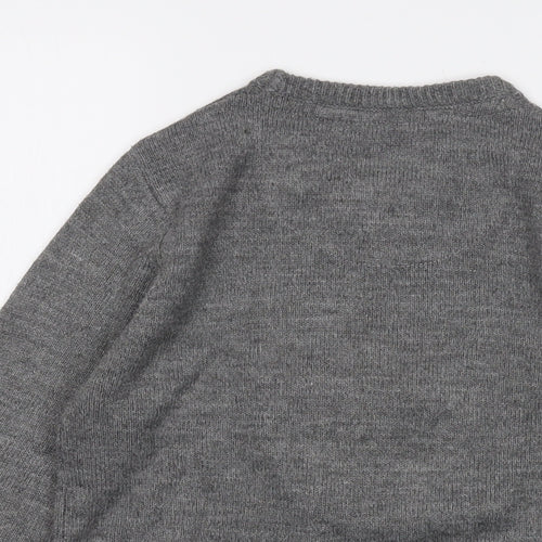 Brave Soul Boys Grey Crew Neck Acrylic Pullover Jumper Size 11-12 Years Pullover - Christmas