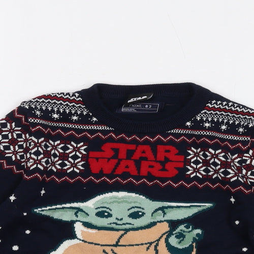 Star Wars Boys Blue Crew Neck Geometric Cotton Pullover Jumper Size 7-8 Years Pullover