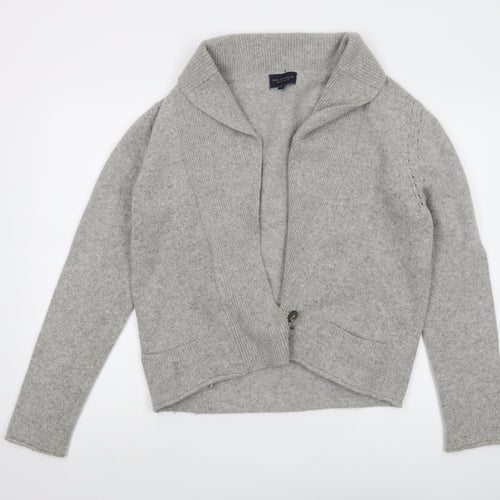 Paul Costelloe Womens Grey V-Neck Wool Cardigan Jumper Size 12