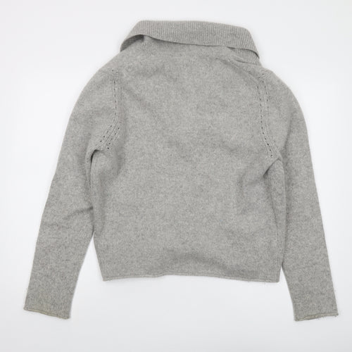 Paul Costelloe Womens Grey V-Neck Wool Cardigan Jumper Size 12
