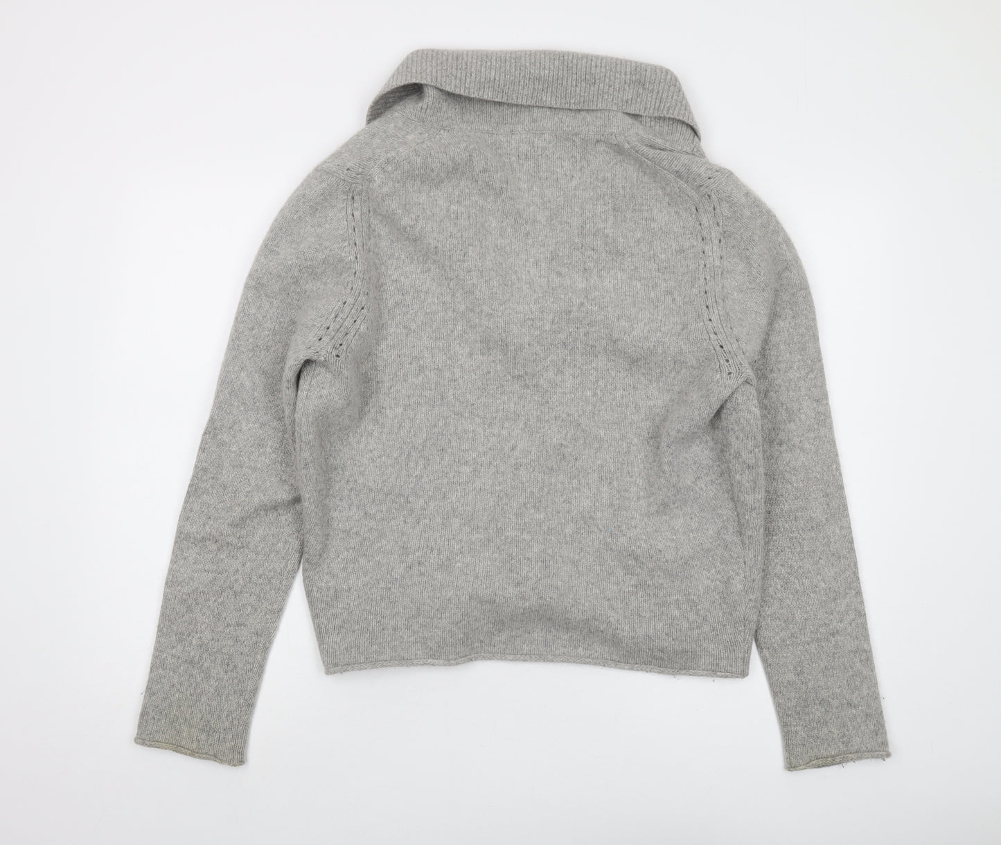 Paul Costelloe Womens Grey V-Neck Wool Cardigan Jumper Size 12
