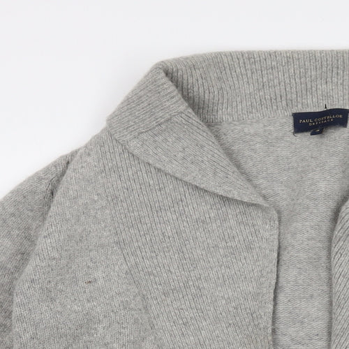 Paul Costelloe Womens Grey V-Neck Wool Cardigan Jumper Size 12