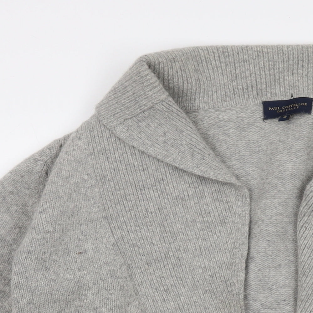 Paul Costelloe Womens Grey V-Neck Wool Cardigan Jumper Size 12