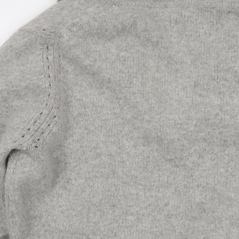 Paul Costelloe Womens Grey V-Neck Wool Cardigan Jumper Size 12