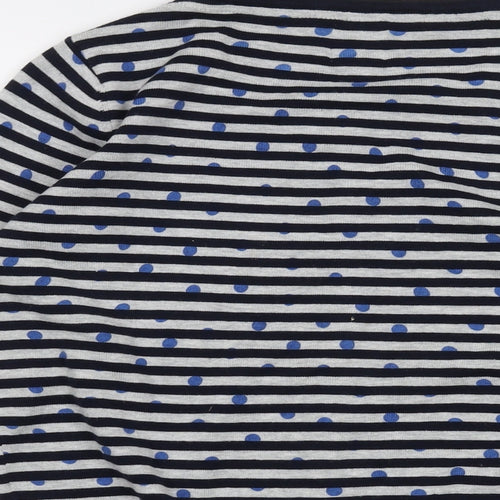 Yumi Womens Blue Round Neck Striped Polyester Cardigan Jumper Size 12