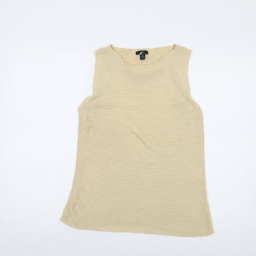 Gap Womens Beige Acrylic Basic Tank Size M Round Neck