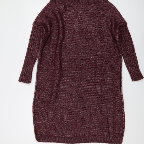 s.Moris Womens Red Square Neck Acrylic Tunic Jumper One Size