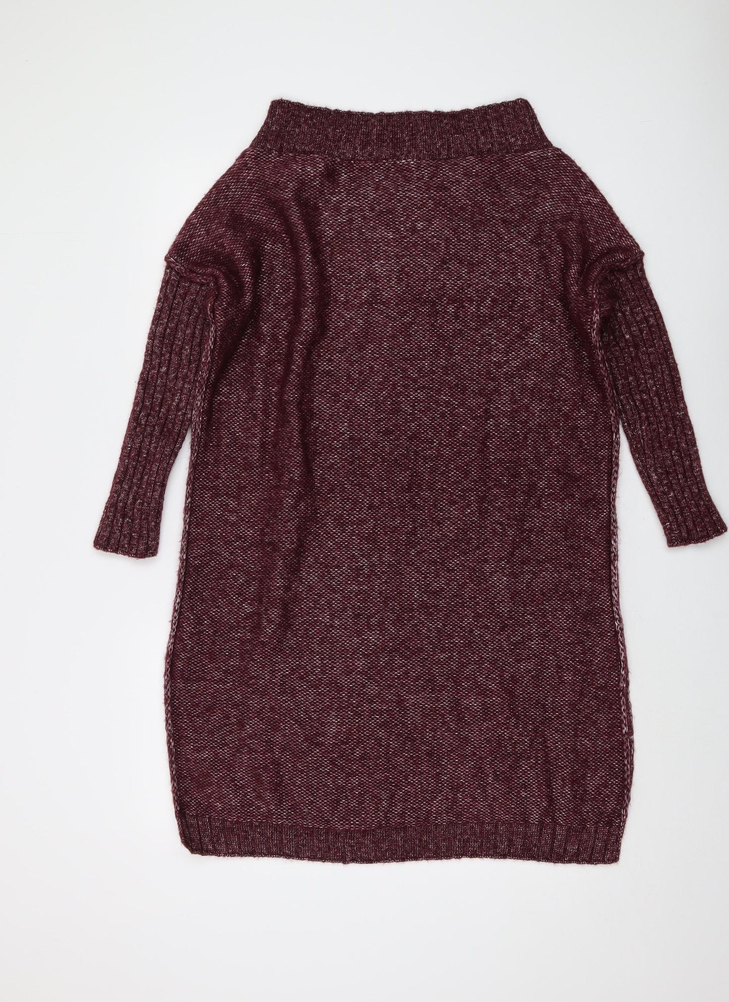 s.Moris Womens Red Square Neck Acrylic Tunic Jumper One Size