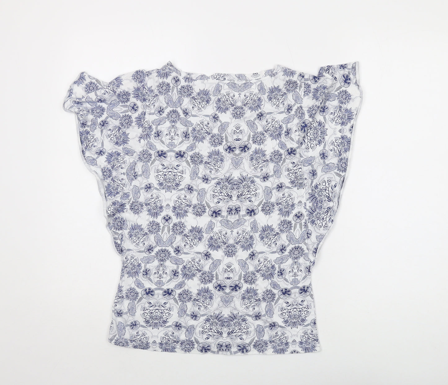 Gap Womens Blue Geometric Cotton Basic T-Shirt Size XS Round Neck