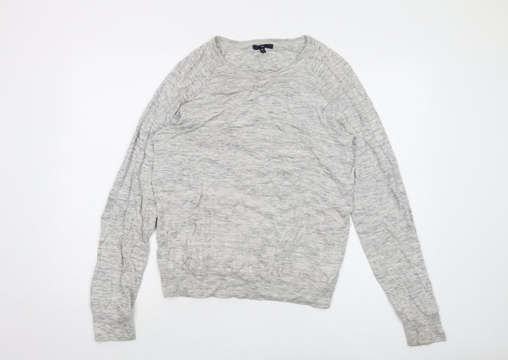 Gap Womens Grey Round Neck Cotton Pullover Jumper Size M