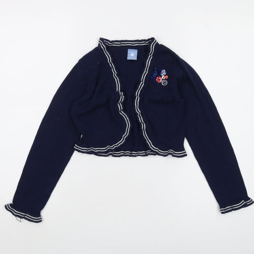 Pumpkin Patch Girls Blue V-Neck Acrylic Shrug Jumper Size 10 Years