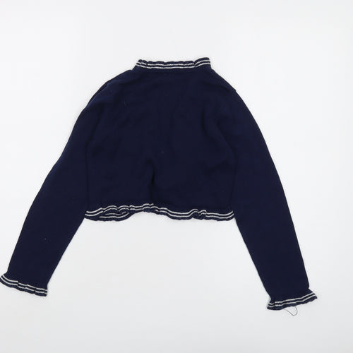 Pumpkin Patch Girls Blue V-Neck Acrylic Shrug Jumper Size 10 Years