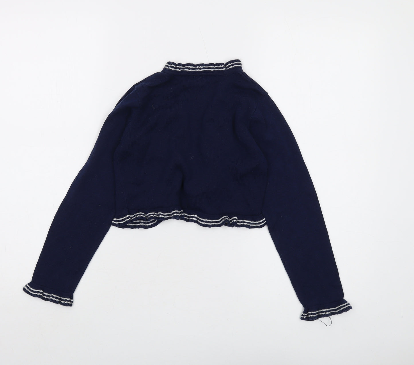 Pumpkin Patch Girls Blue V-Neck Acrylic Shrug Jumper Size 10 Years