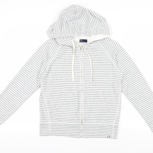 GAP Grey Striped Full Zip Women's Hoodie - Size S