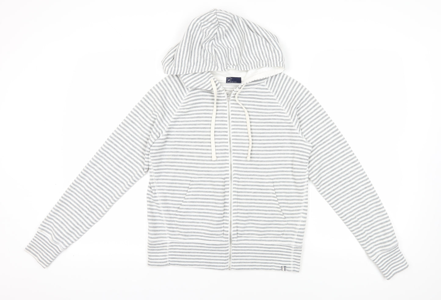 GAP Grey Striped Full Zip Women's Hoodie - Size S