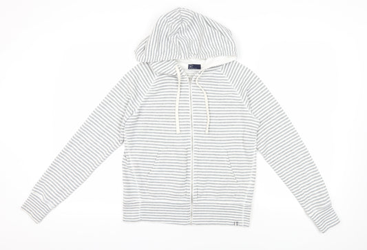 GAP Grey Striped Full Zip Women's Hoodie - Size S