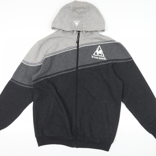 Le Coq Sportif Grey Full Zip Hoodie L - Logo Accents