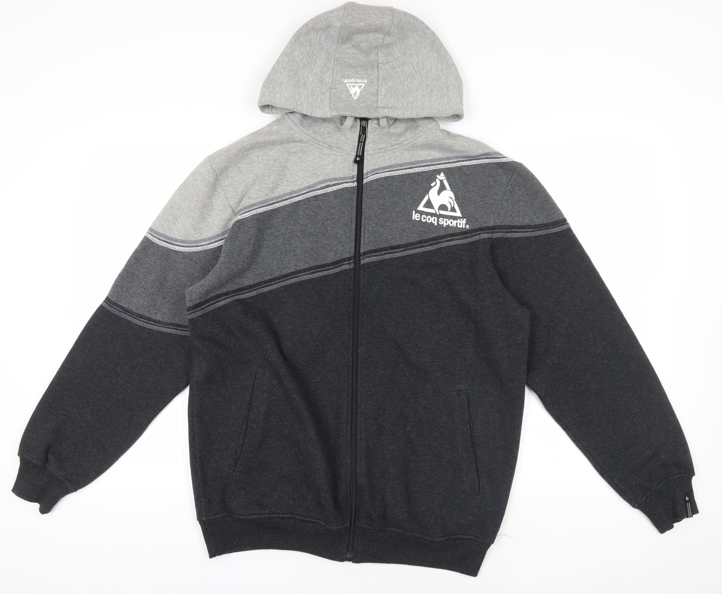 Le Coq Sportif Grey Full Zip Hoodie L - Logo Accents