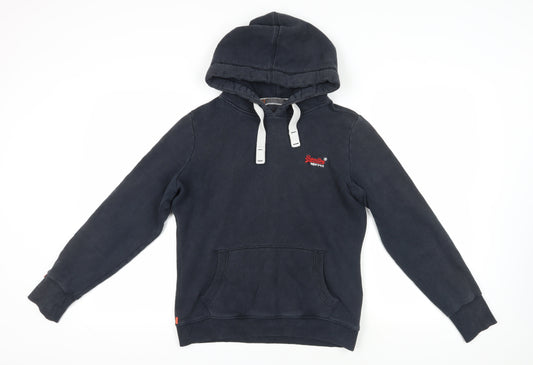 Superdry Blue Pullover Hoodie M with Logo Detail