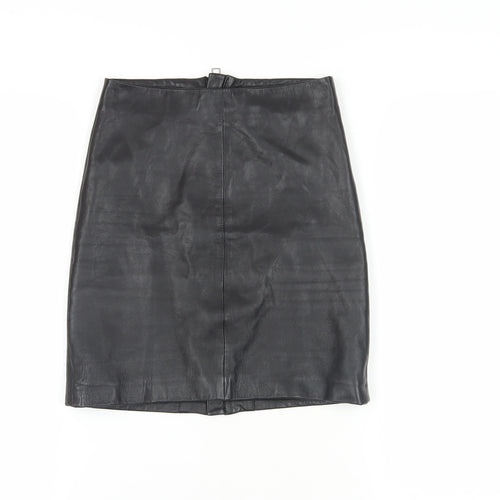 AllSaints Black Leather Pencil Skirt UK 6