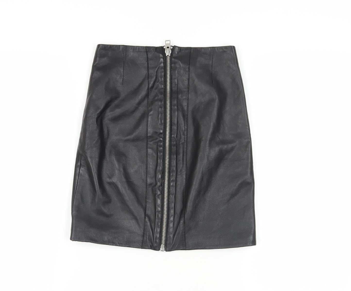 AllSaints Black Leather Pencil Skirt UK 6