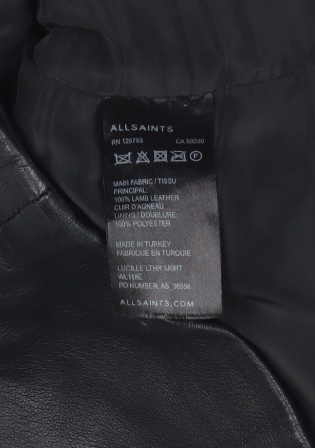 AllSaints Black Leather Pencil Skirt UK 6