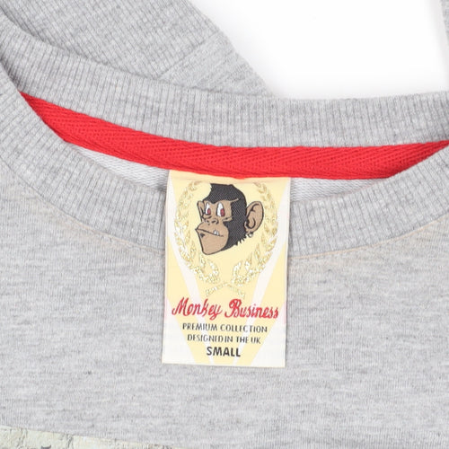 Grey Monkey Business Cartoon Graphic Sweatshirt, Size S