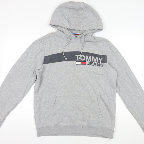 Tommy Jeans Grey Logo Pullover Hoodie Size L