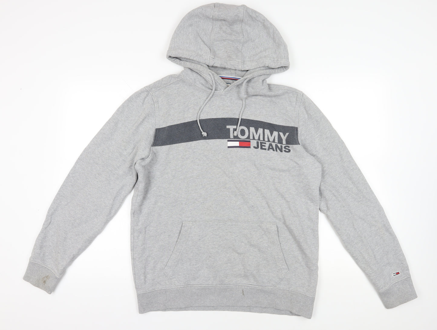 Tommy Jeans Grey Logo Pullover Hoodie Size L