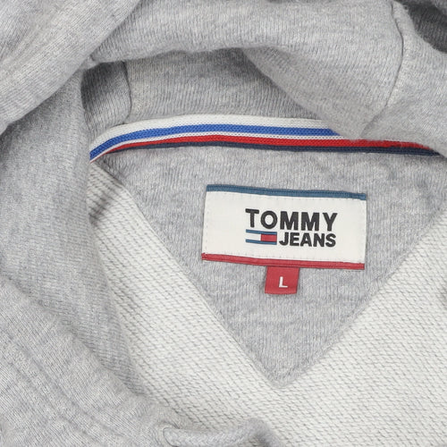 Tommy Jeans Grey Logo Pullover Hoodie Size L