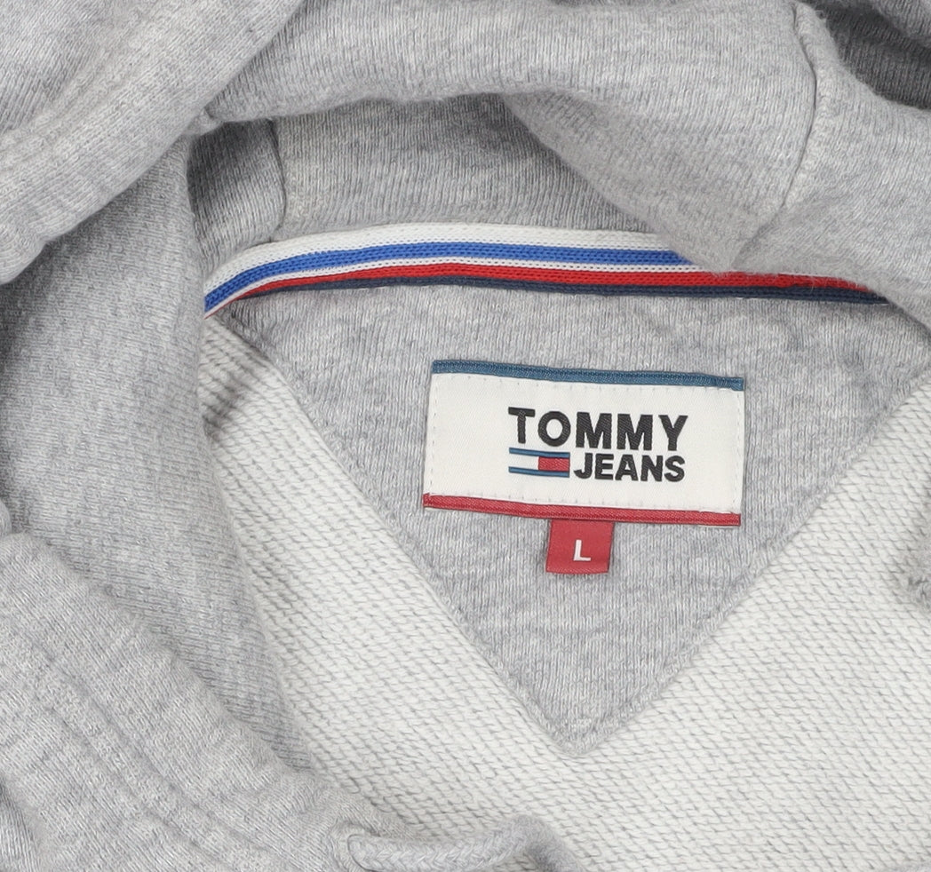 Tommy Jeans Grey Logo Pullover Hoodie Size L