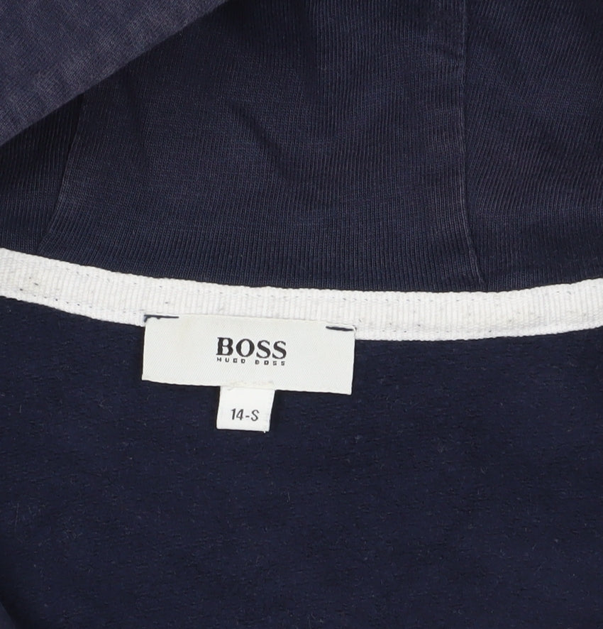 Hugo Boss Navy Full Zip Hoodie 14-S, Cotton Blend