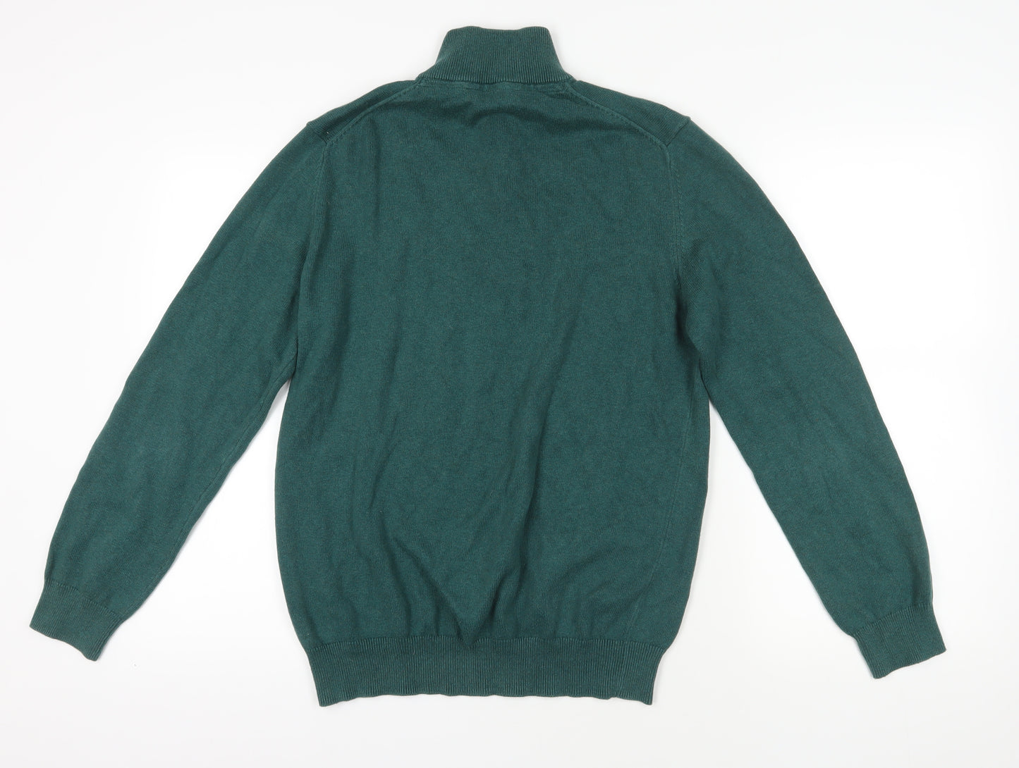 Crew Clothing Green Cashmere Blend 1/4 Zip Jumper L