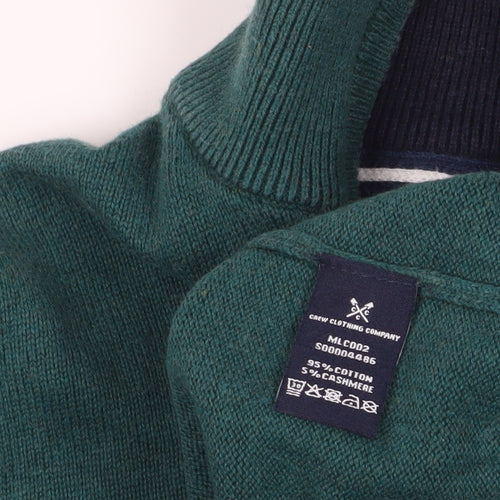 Crew Clothing Green Cashmere Blend 1/4 Zip Jumper L