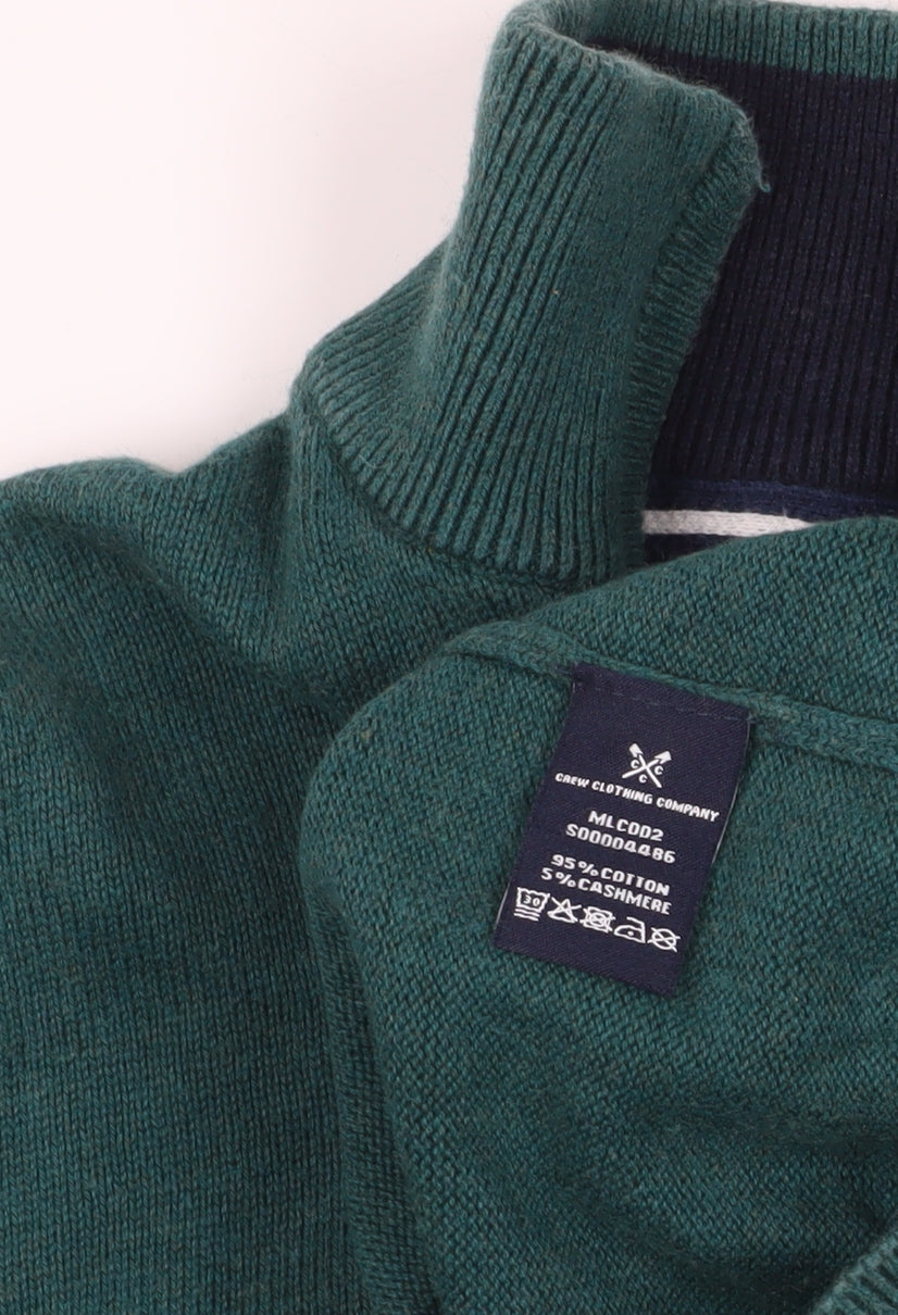 Crew Clothing Green Cashmere Blend 1/4 Zip Jumper L