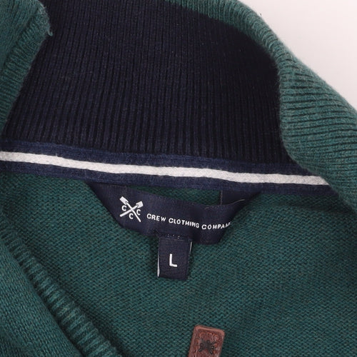 Crew Clothing Green Cashmere Blend 1/4 Zip Jumper L