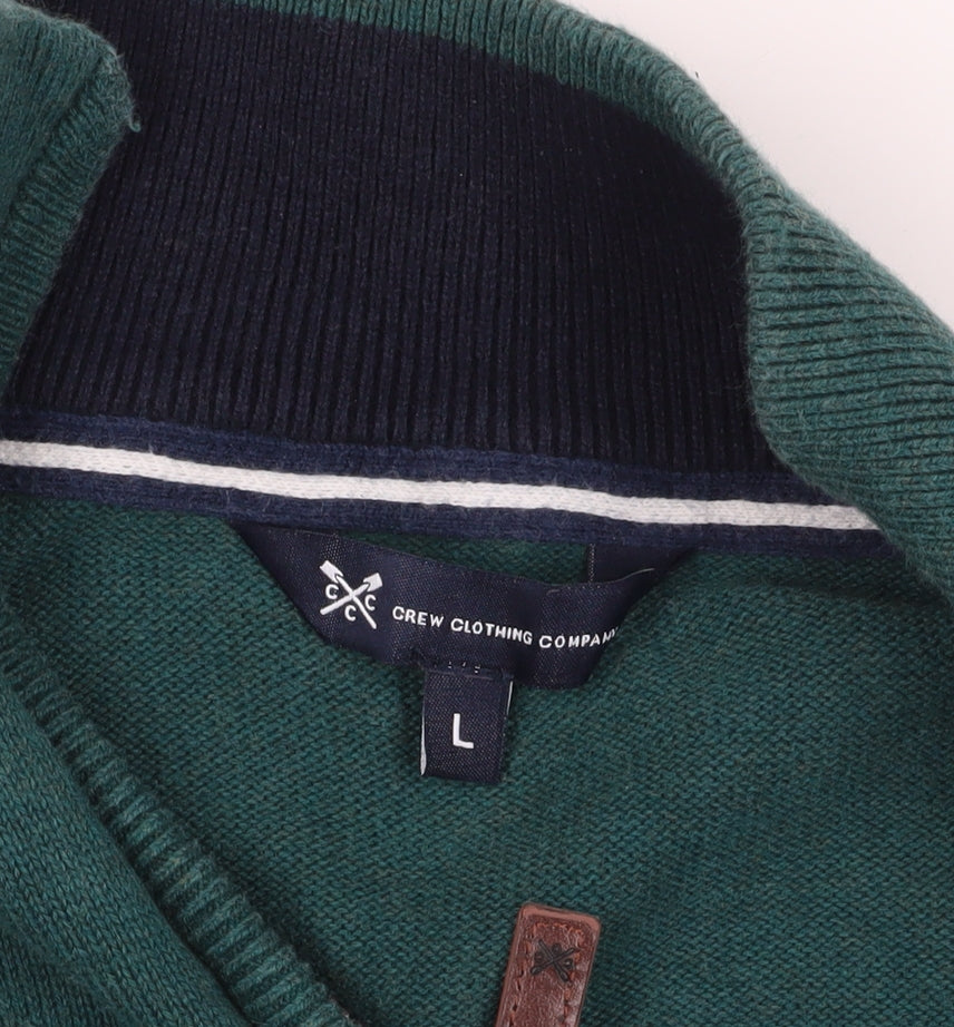 Crew Clothing Green Cashmere Blend 1/4 Zip Jumper L