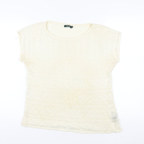 Ralph Lauren Ivory Geometric Knit T-Shirt XL