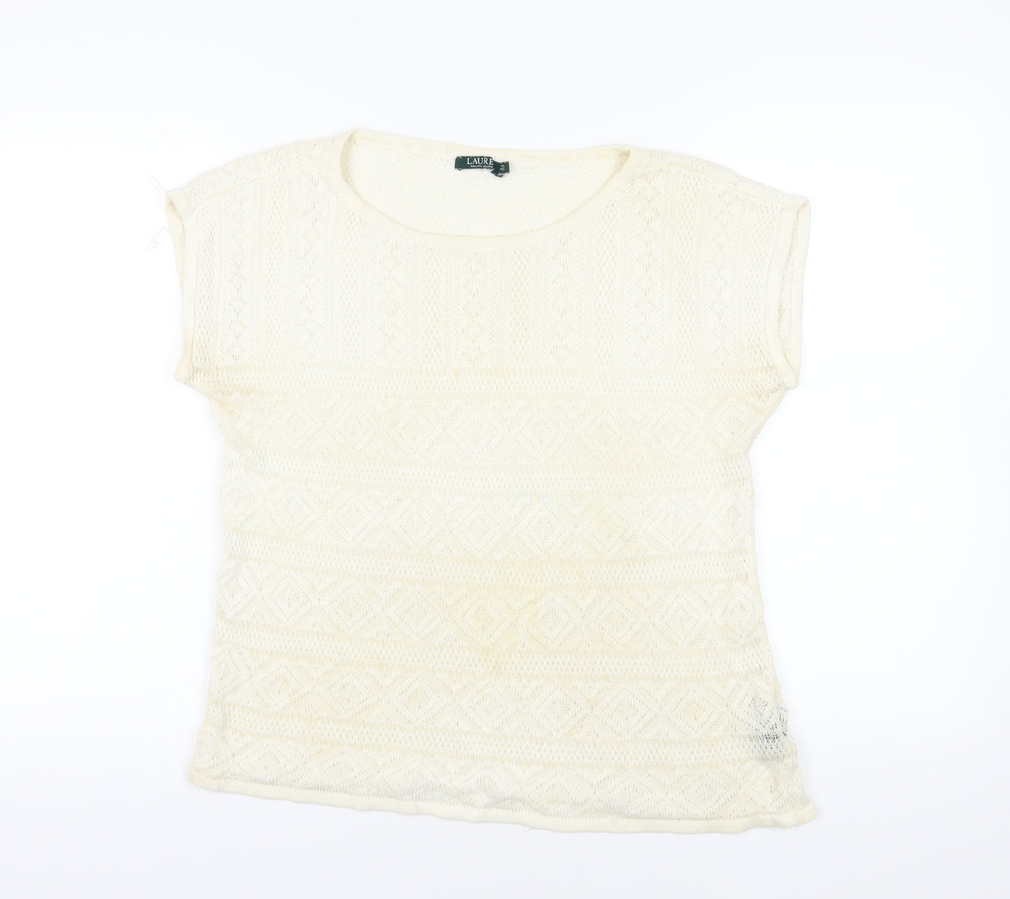 Ralph Lauren Ivory Geometric Knit T-Shirt XL