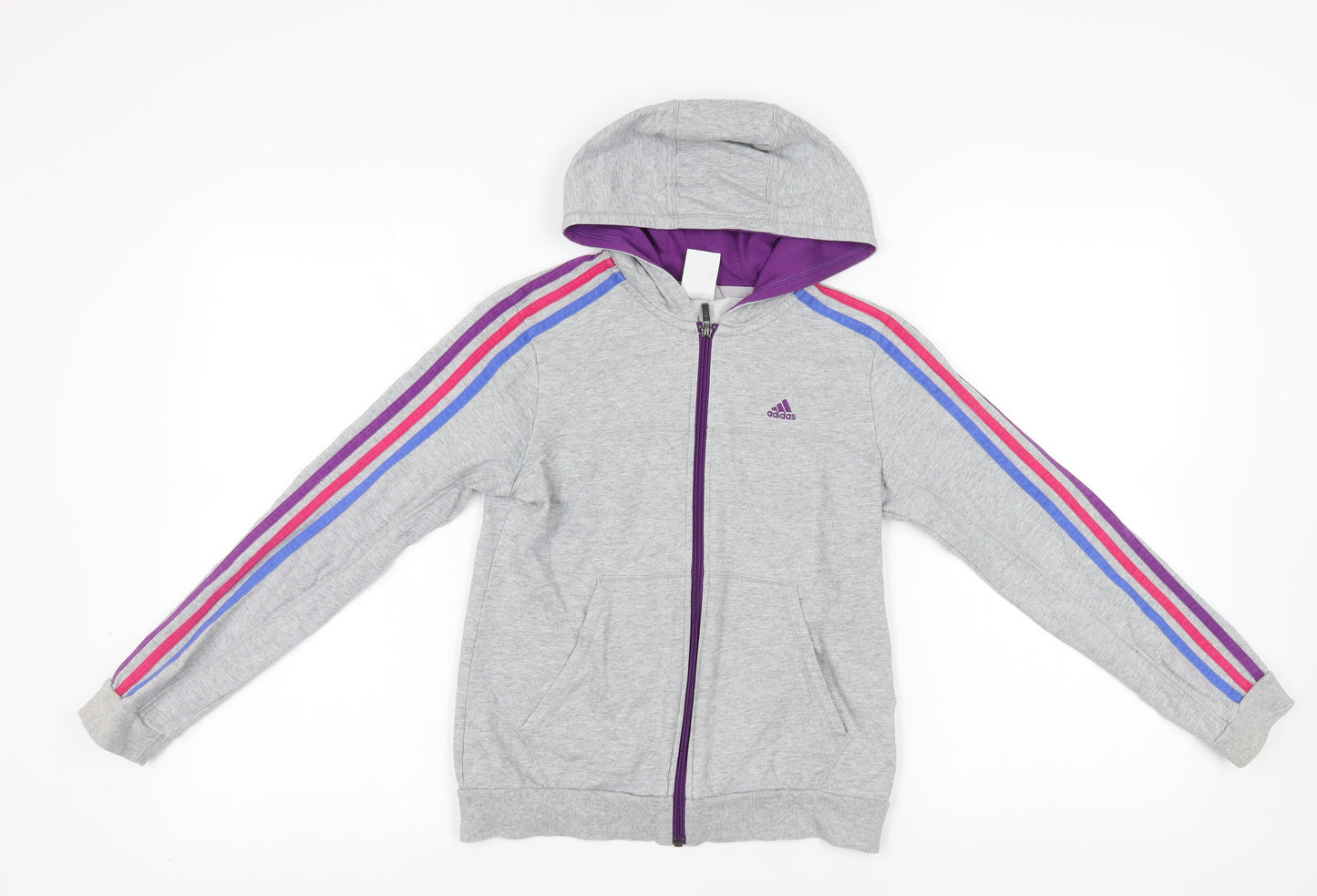 Adidas Grey Full Zip Hoodie 11-12 Years - Comfortable & Stylish