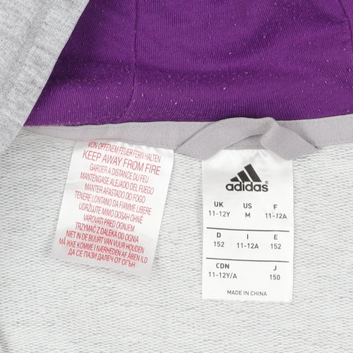 Adidas Grey Full Zip Hoodie 11-12 Years - Comfortable & Stylish