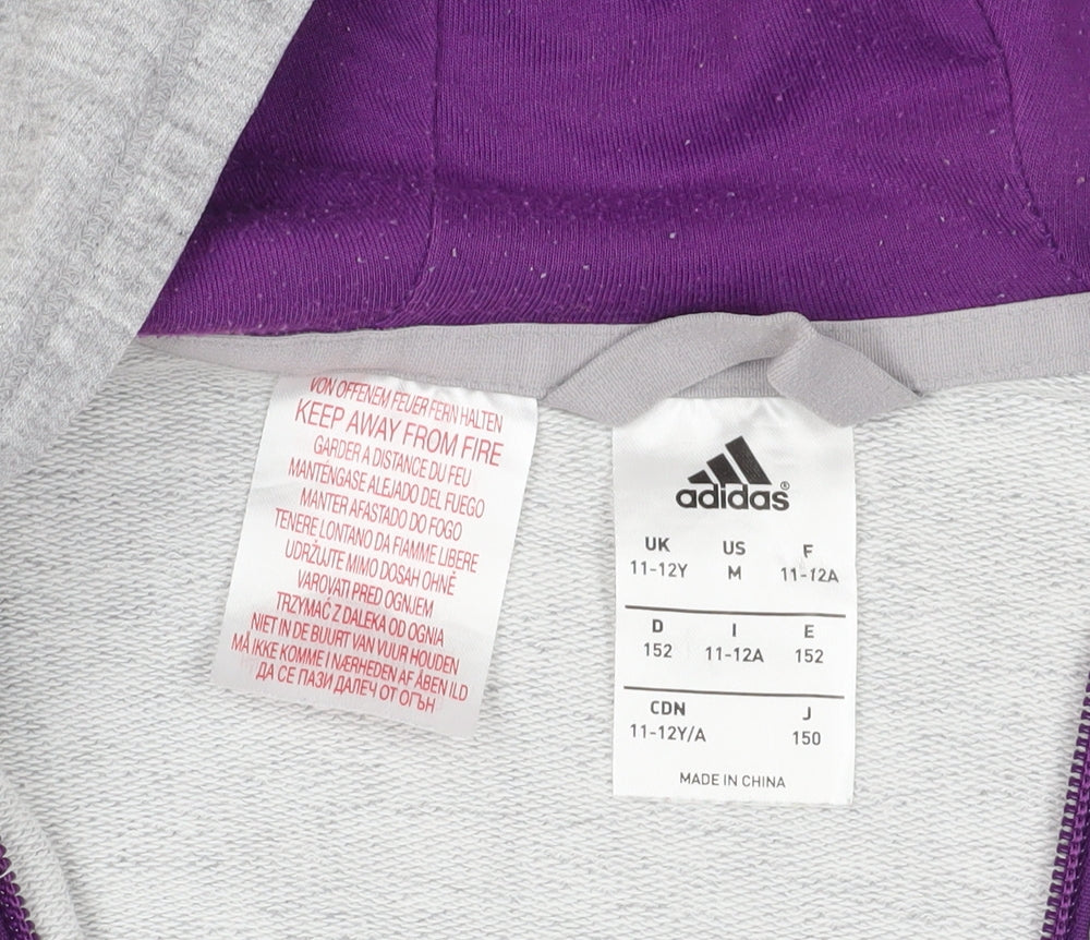 Adidas Grey Full Zip Hoodie 11-12 Years - Comfortable & Stylish