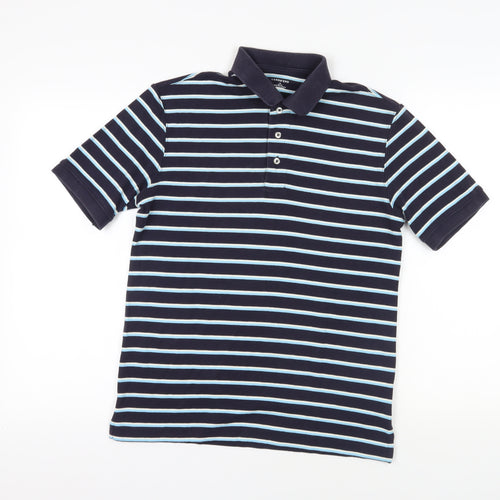 Lands' End Blue Striped Polo Shirt, Size S, Cotton