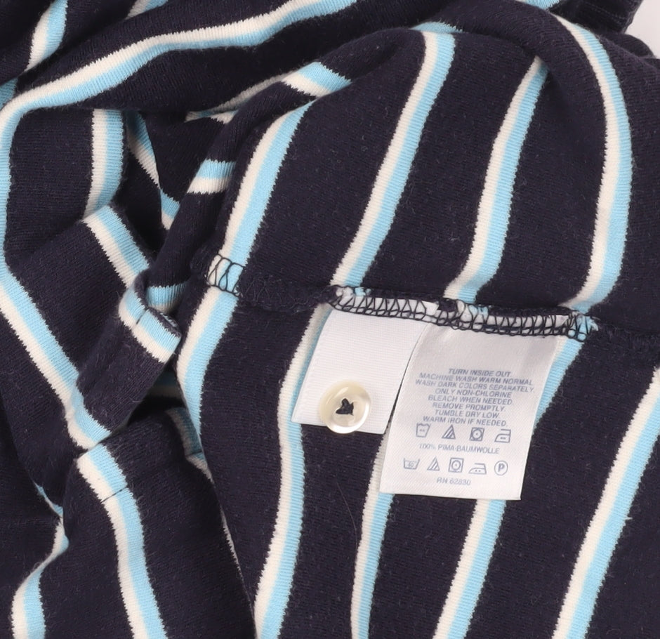 Lands' End Blue Striped Polo Shirt, Size S, Cotton