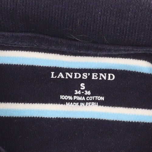 Lands' End Blue Striped Polo Shirt, Size S, Cotton