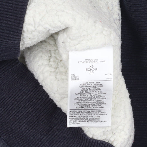 GAP Blue XS Full Zip Hooded Cotton Women's Hoodie