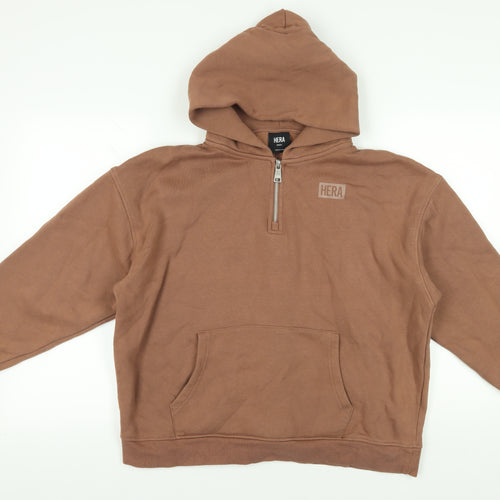 Hera Brown 1/2 Zip Hoodie S - Casual Fleece Comfort