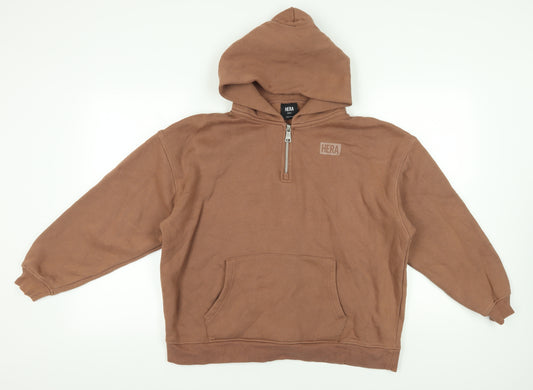 Hera Brown 1/2 Zip Hoodie S - Casual Fleece Comfort