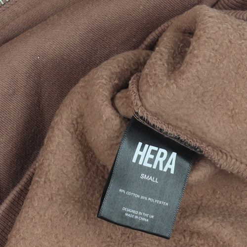 Hera Brown 1/2 Zip Hoodie S - Casual Fleece Comfort