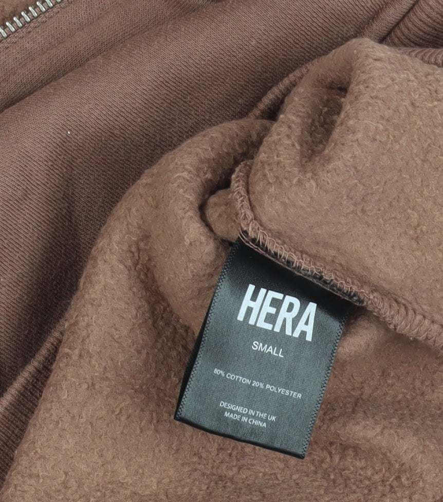 Hera Brown 1/2 Zip Hoodie S - Casual Fleece Comfort